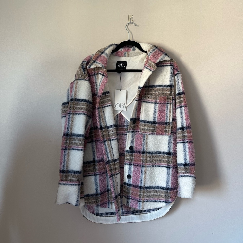 Zara Checkered Jacket - Pink, White, and Black